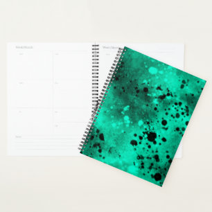 Agenda Efeito Splatter de Tinta Verde e Preto