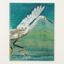 Agenda Egret Gorgeous Shorebird Sobre A Mão De Água Pinta