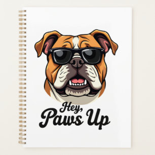 Agenda Ei Patas para Cima Bulldog Vintage com Óculos de S