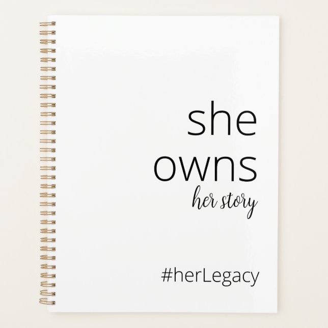 Agenda Ela é dona de sua história | Citação Motivacional  (Frente)