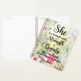 Agenda Ela está vestida com a Escritura Floral de Força