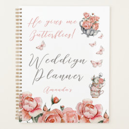 Agenda Ele Dá Casamento Floral De Chá Cor-De-Rosa Esmagad