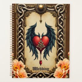 Agenda Elegância celta com um coração e asas.