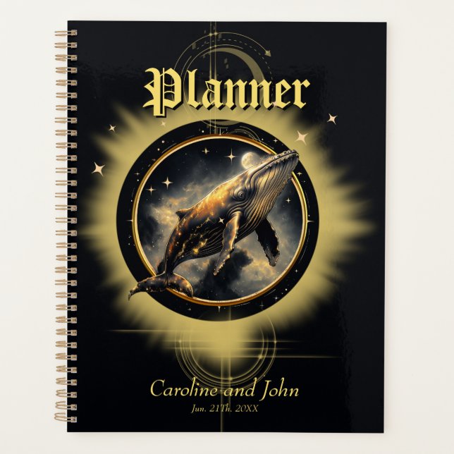 Agenda elegância cósmica, o ouro, baleia negra (Frente)