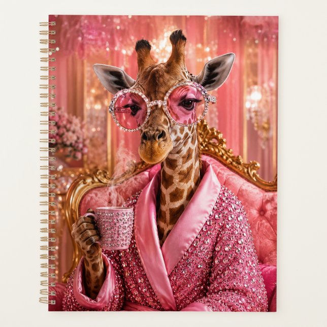 Agenda Elegância Dourada em Rosa (Frente)