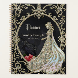 Agenda Elegância em ouro e preto.