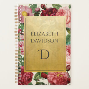 Agenda Elegância Floral Personalizada da Vintage
