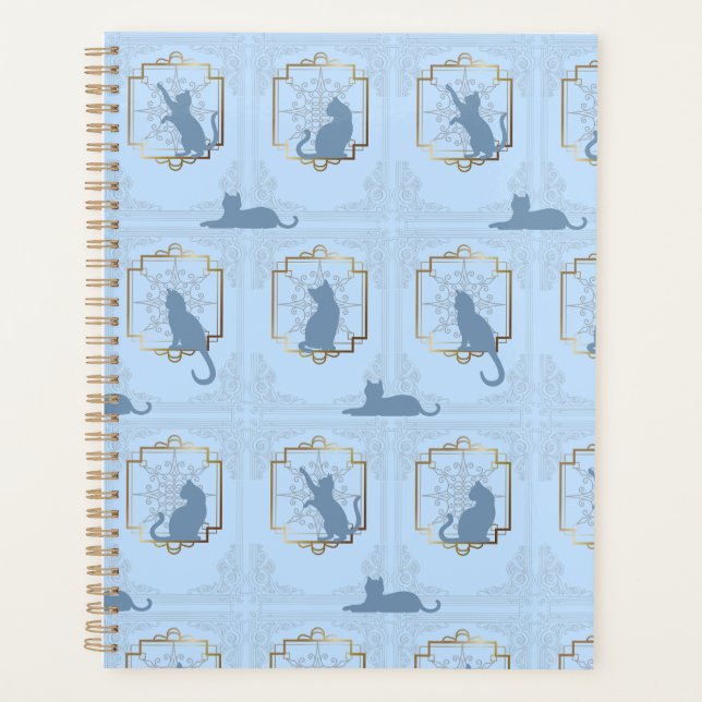 Agenda Elegant Art Deco Cats - Blue (Frente)