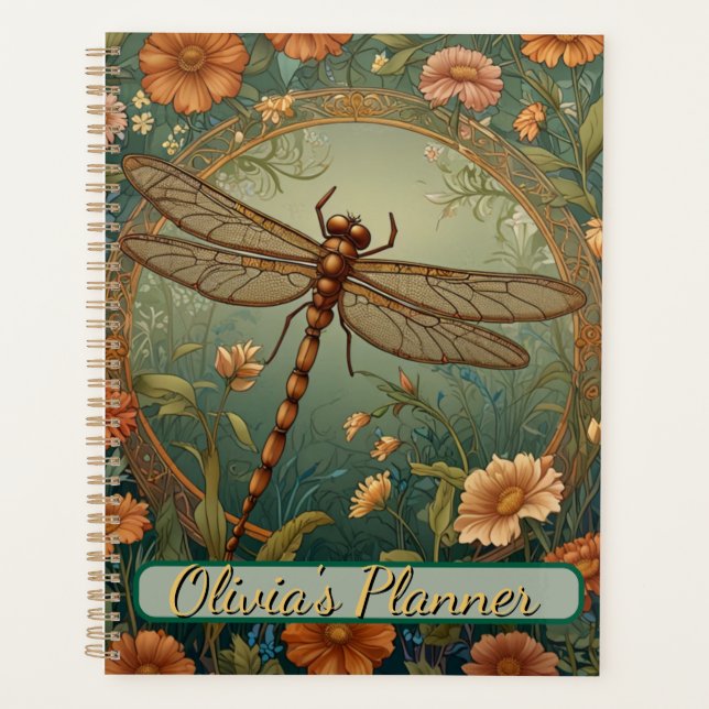 Agenda Elegant Art Nouveau Spring green Dragonfly (Frente)