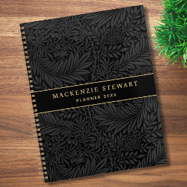 Agenda Elegant Black Floral Pattern 2026