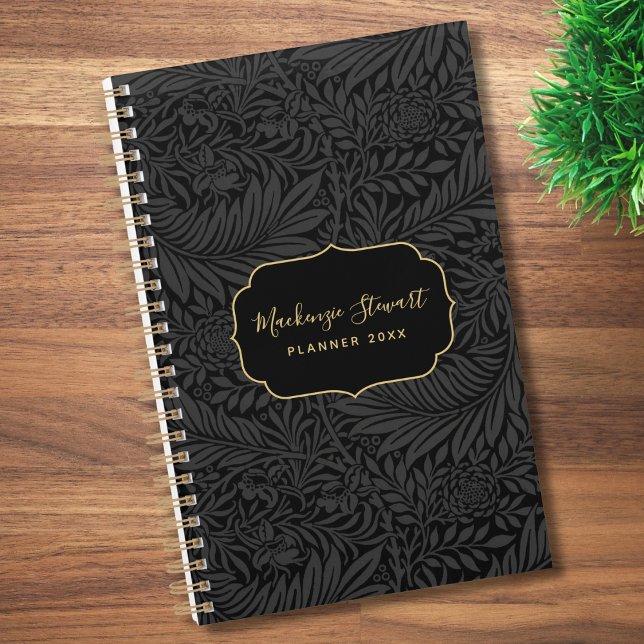 Agenda Elegant Black Floral Pattern 2026 (Criador carregado)