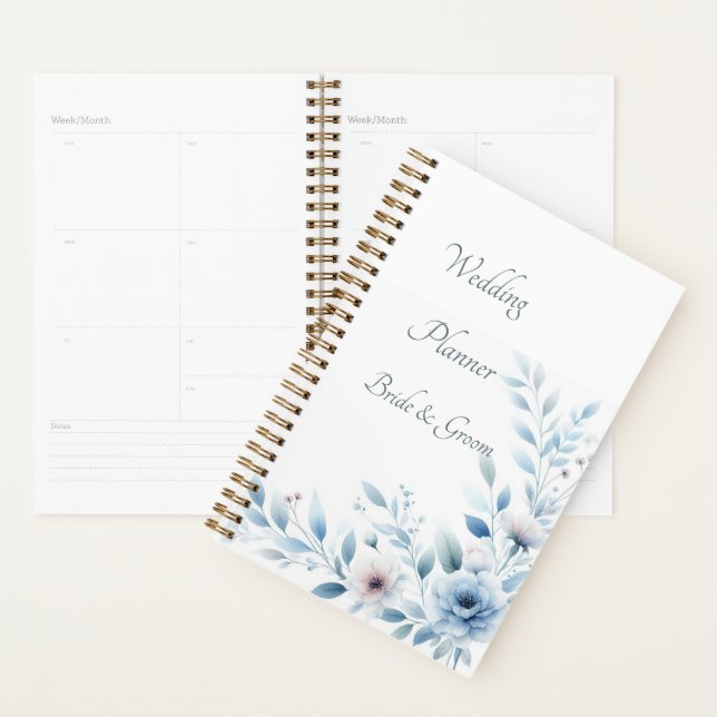Agenda Elegant Blue Floral Wedding Planner (Exibição)