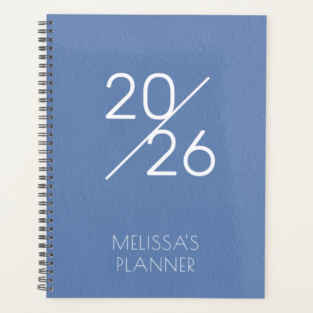 Agenda Elegant Blue Personalized 2026 Planner (Frente)