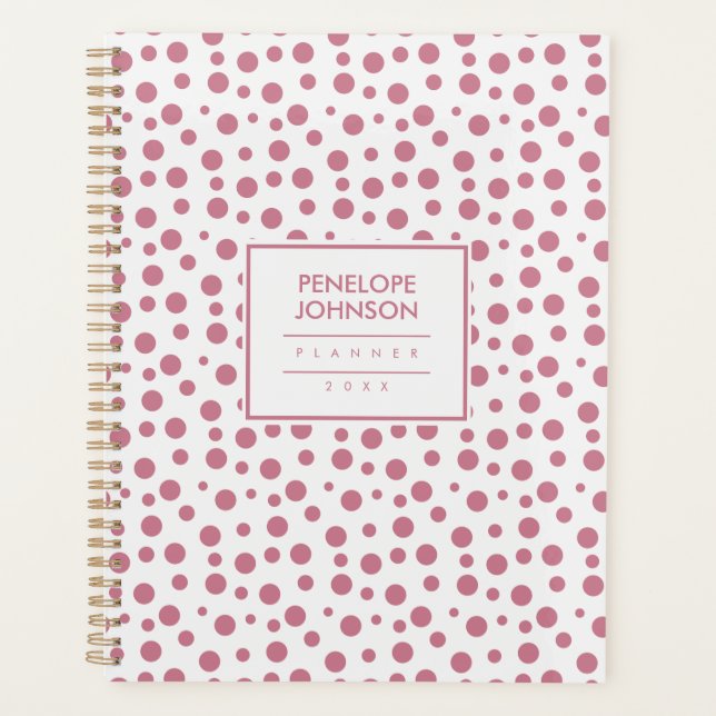 Agenda Elegant Blush Pink White Polka Dot Pattern (Frente)