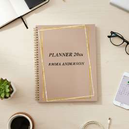 Agenda Elegant Clay Gold | Seu Nome
