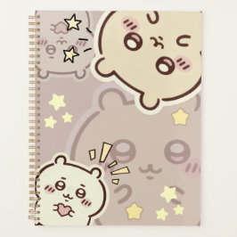 Agenda Elegant Cream Bear Pattern Weekly Planner