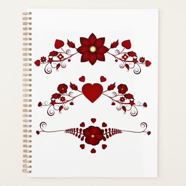 Agenda Elegant Deep Red Floral Flourish (Frente)