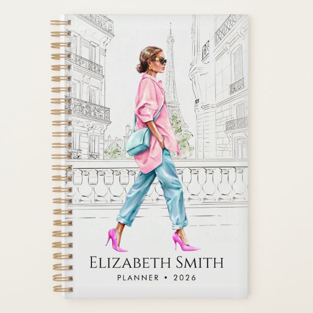Agenda Elegant Fashion Woman Walking Planner (Frente)