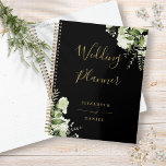 Agenda Elegant Floral Greenery Black And Gold Wedding<br><div class="desc">Elegant greenery floral black and gold wedding planner personalized with your names and special wedding date. Designed by Thisisnotme©</div>