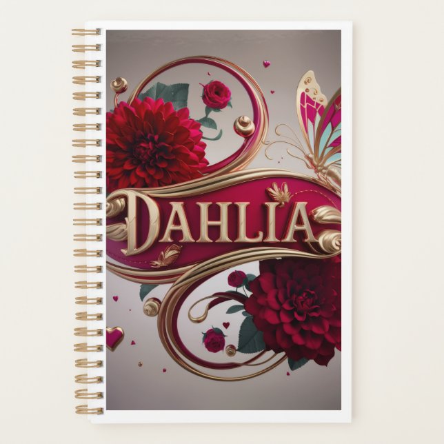 Agenda Elegant Flower Art with Gold Accents (Frente)