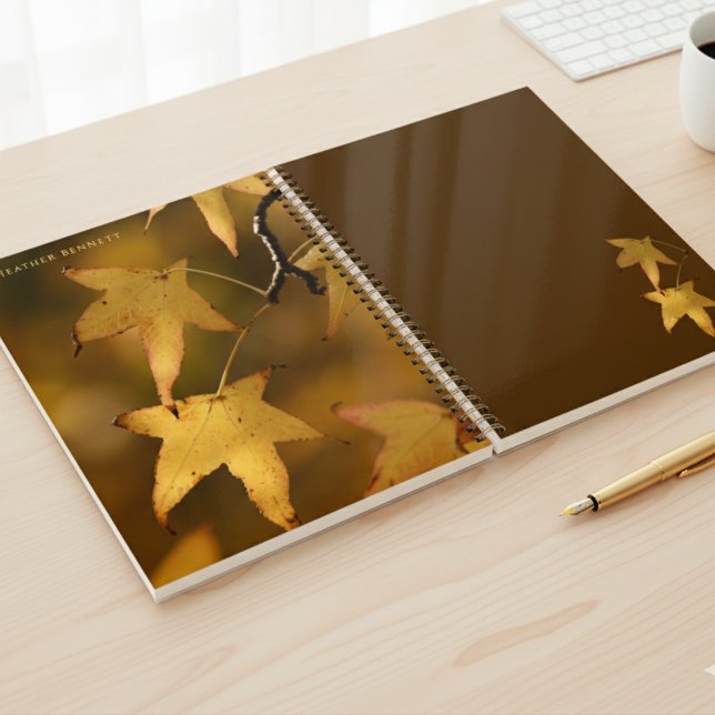 Agenda Elegant Golden Leaf Named Christmas Gift  (Criador carregado)