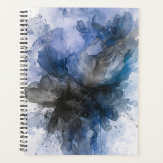 Agenda Elegant Gray & Blue Abstract Flower