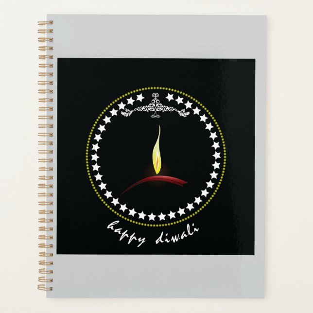 Agenda Elegant Happy Diwali Diya Flame Star Wreath (Frente)