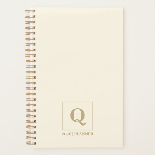 Agenda Elegant Ivory monogram Planner | Custom Gift (Frente)