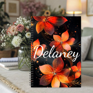 Agenda Elegant Luminous Fire Orange Floral