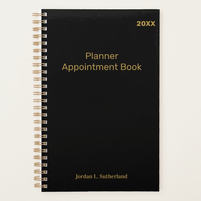 Agenda Elegant Minimalist Personalized Logo Black Planner (Frente)