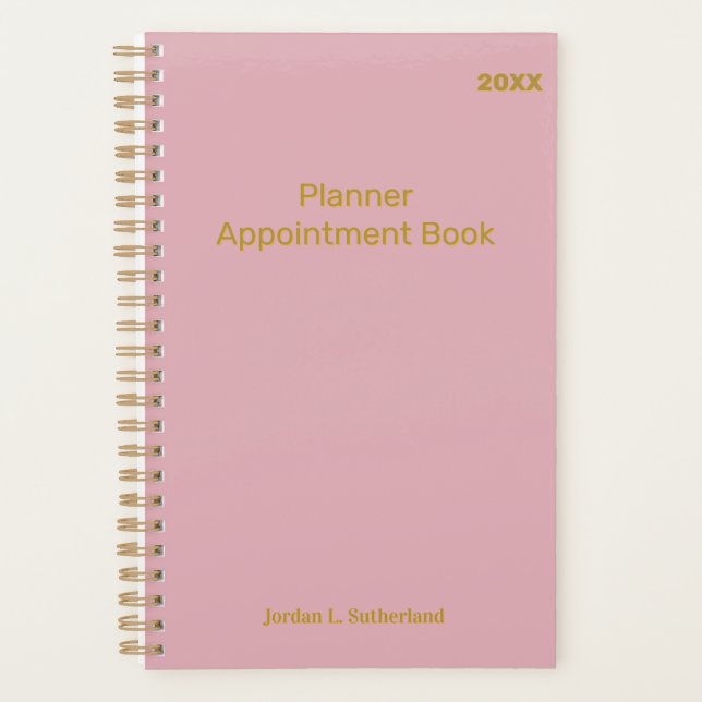 Agenda Elegant Minimalist Personalized Logo Pink Planner (Frente)