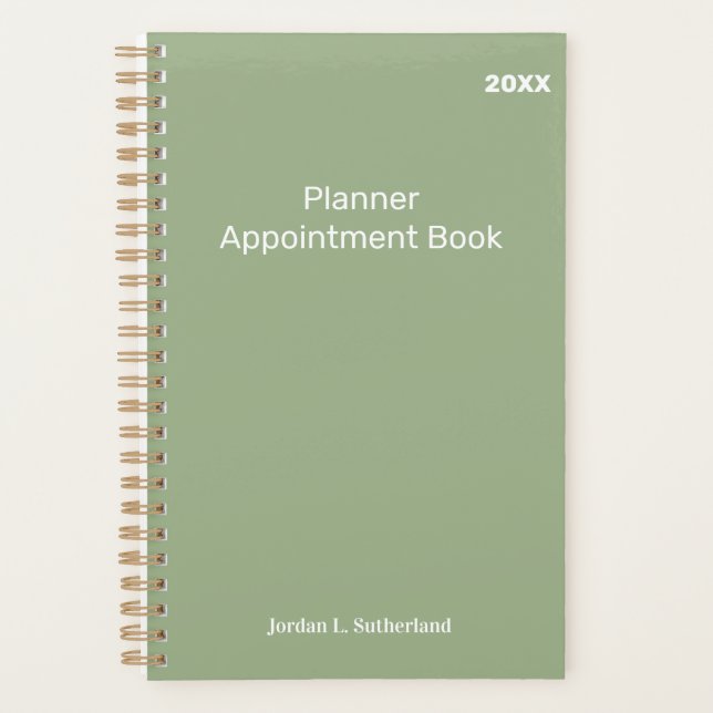 Agenda Elegant Minimalist Personalized Logo Sage Green (Frente)