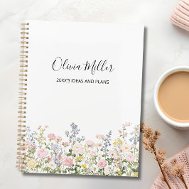 Agenda Elegant Monogram Colorful Flower Garden Floral