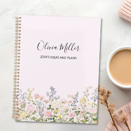 Agenda Elegant Monogram Colorful Flower Garden Floral