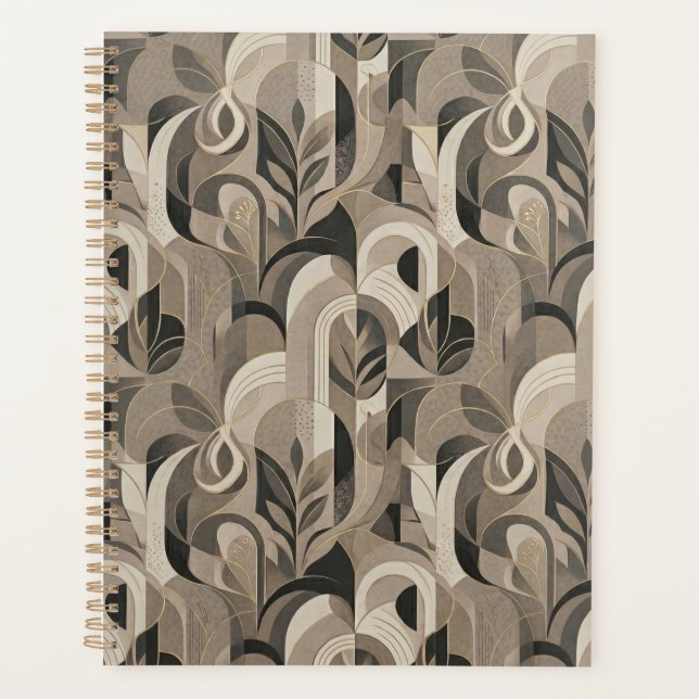 Agenda Elegant Neutral Abstract Geometric Notebook  (Frente)