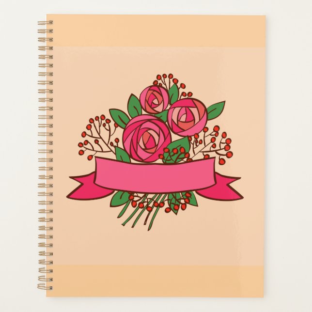Agenda Elegant Pink Rose Floral Bouquet (Frente)
