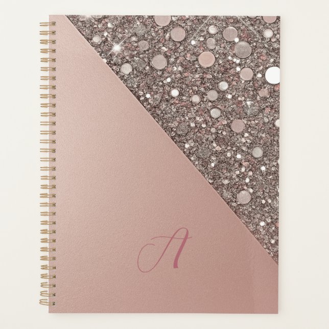 Agenda Elegant Rose Gold Monogram Planner (Frente)