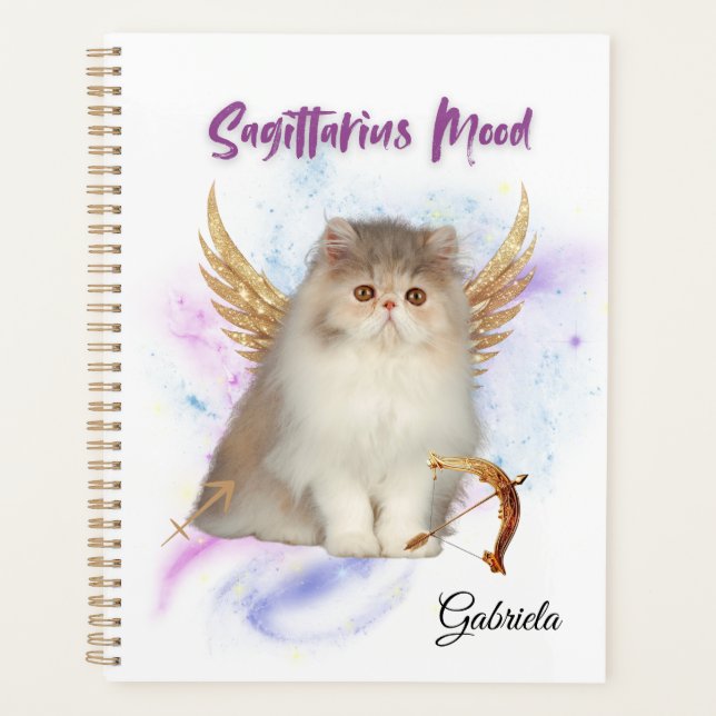 Agenda Elegant Sagittar Zodiac Cat Planner Notebook (Frente)