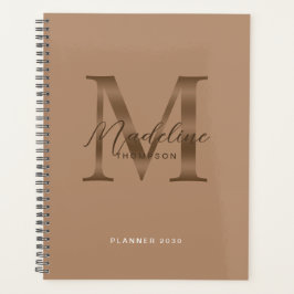 Agenda Elegant Script Metallic Taupe Gold Monogram