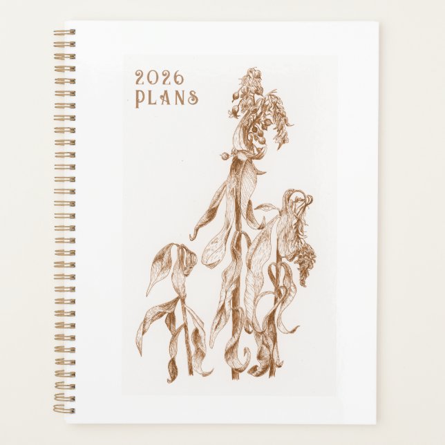 Agenda Elegant Seasonal Botanical Ink Art  2026  (Frente)