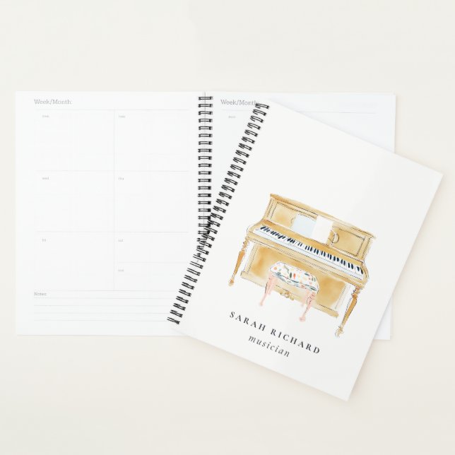 Agenda Elegant Watercolor Piano Musician Music Teacher (Exibição)