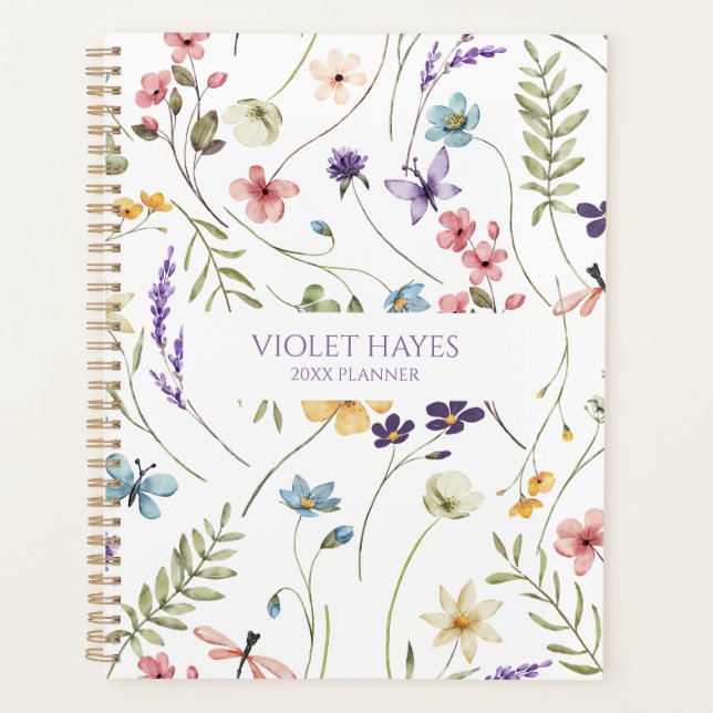 Agenda Elegant Wildflower Wild Flower Floral Custom (Frente)