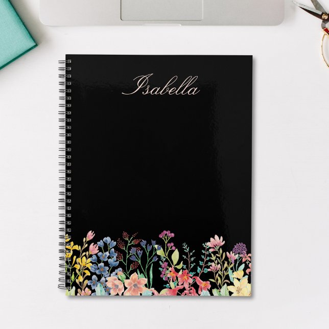 Agenda Elegante Aquarela Floral de Flor Selvagem (Criador carregado)
