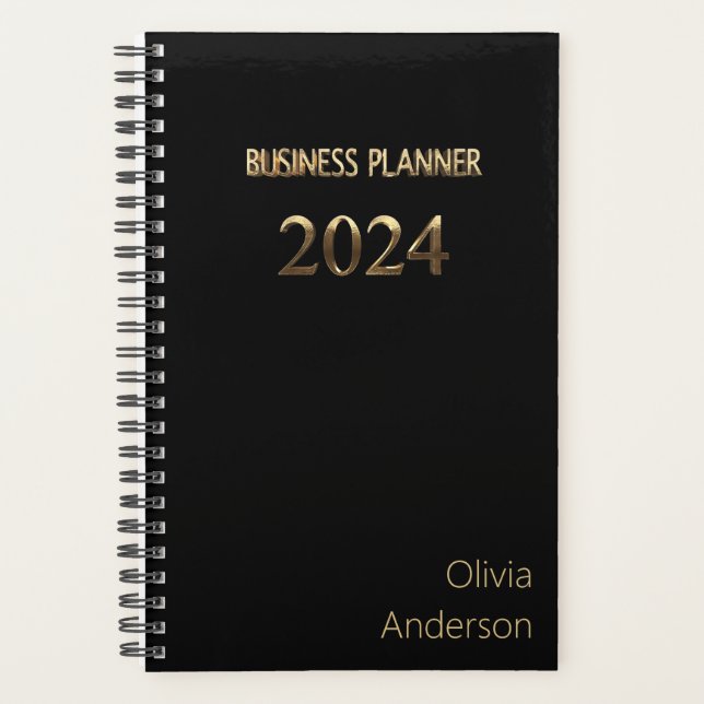 Agenda Elegante Black and Dourado Business Planner 2024 (Frente)