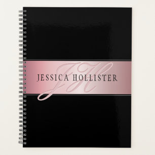 Agenda Elegante Blush Faux Rosa Dourado Nome e Iniciais