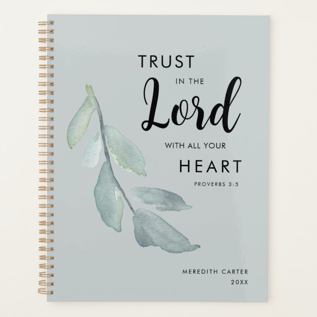 Agenda Elegante Botânico Sage Green Christian (Frente)