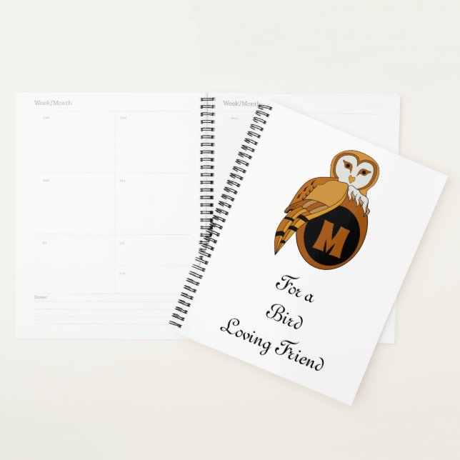 Agenda Elegante britânico Barn Owl Monograma (Exibição)
