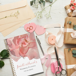 Agenda Elegante Casal de Noiva e Noivo com Rosa Cor-de-ro