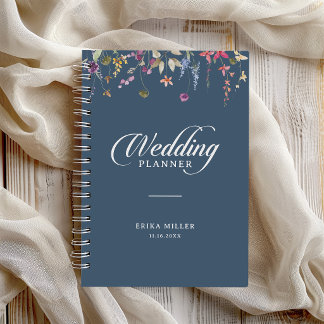 Agenda Elegante Casamento de Caligrafia Floral Botânica