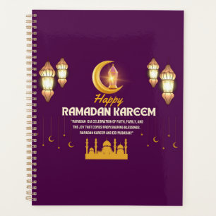 Agenda Elegante Crescente Dourado Saudação de Ramadan Mub